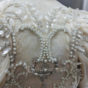 Jancember ANY30 Luxury Crystal Pearls Sequins champagne Muslim Evening Gowns - Product Image 6