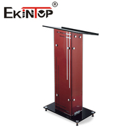 Ekintop - pupitre moderne en verre transparent, pupitres en plexiglas avec étagère de rangement pour les églises, les conférences, les discours, les mariages