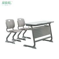 Bureau d'écolier double réglable en hauteur, ergonomique et durable, pour écoles primaires et secondaires - Vente en gros usine