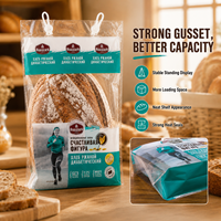 Sac à pain à soufflet en bas en matériau CPP transparent avec impression en héliogravure pour boulangerie et pâtisserie