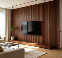 Panneaux muraux décoratifs modernes en WPC, revêtement composite bois-plastique intérieur, panneaux muraux cannelés