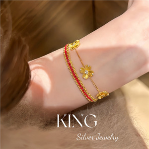 ชุดสร้อยคอและกำไลข้อมือรูปดอกไม้ประดับคริสตัลและเพชรเทียมสำหรับผู้หญิง สวมใส่ได้ทุกวัน - Product Image 2