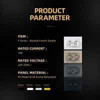 Enchufe de Pared Doble 2P+T Tipo Francés con Conexión a Tierra Estándar Certificado CE ROHS, Marco de PC Ignífugo