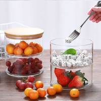 Contenedor hermético surtido de cocina de borosilicato alto, juego de tarros de almacenamiento de vidrio apilables de 3 capas con tapa de Bambú