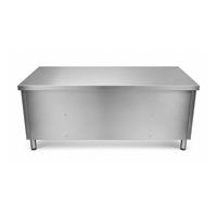 Table de travail en acier inoxydable avec armoire à porte coulissante, table de travail en acier inoxydable commerciale pour la préparation culinaire et les ustensiles de cuisine