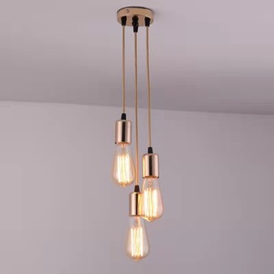 Three Head Pendant Light Black Round <b>E26</b> LED Chandelier For Restaurants Bars Hotels Guesthouses - Product Image 2