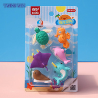 Set de papelería desmontable para niños, suministros de oficina y escuela, animales del océano, borrador, novedad, 745