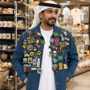 Spilla in metallo smaltata personalizzata con bandiera nazionale degli Emirati Arabi Uniti, Arabia Saudita, Kuwait, spilla a forma di palma e cammello, souvenir della cultura mediorientale - Product Image 2