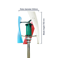 Éolienne 1000w 2000W Moulin à vent à axe vertical Maglev Générateur de tension d'usine 24V avec contrôleur de charge hybride pour un usage domestique