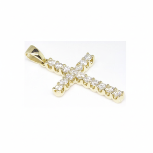 0.80TCW Round Real Diamond <b>Cross</b> Pendant Yellow Gold Women's Anniversary Without <b>Chain</b> - Product Image 2