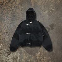 Blouson bomber en toile avec boucle à fermoir pour homme |   Veste en toile de coton épaisse de 15 oz, rembourrée de duvet, coupe ample et courte, pour homme