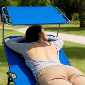 Sedia da Campeggio Completamente Pieghevole, Sdraio Ergonomica da Esterno con Cuscino, Regolabile Automaticamente fino <span class=keywords><strong>a</strong></span> 189cm per Spiaggia, Patio, Giardino - Product Image 2