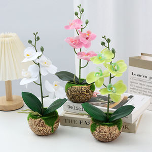 Fleur Artificielle Quatre Phalaenopsis En Pot Maison Bureau Porche Place Pâte À Papier Petites Fausses Fleurs En Pot - Product Image 3