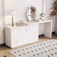 Coiffeuse en bois massif de chambre à coucher design moderne miroir éclairé armoire de rangement à coque intégrée table de maquillage seau noir