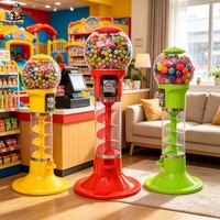 Distributeur de bonbons sur pied géant de 130 cm avec piste spirale pour balles rebondissantes et capsules de jouets