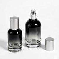 30ml 50ml 100ml Bernsteinfarbene Schwarze Gradienten-Zylindrische Glas-Parfümflasche mit Silberkappe, Leere Flasche mit Kostenlosem Proben-Pumpzerstäuber