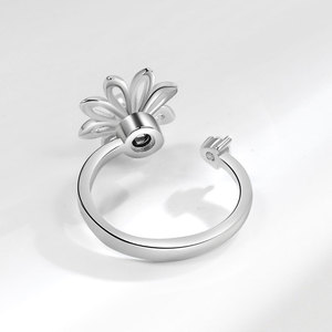 Vintage Rotating Floral <b>Adjustable</b> <b>Ring</b> Shell Pearl Zircon Copper Rhodium Plated Anxiety <b>Ring</b> Fidget Jewelry For Women - Product Image 5