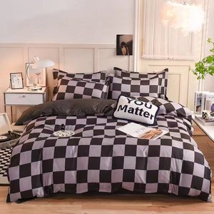 Parure de lit imprimée en coton doux <span class=keywords><strong>et</strong></span> agréable pour la peau à l'aloe vera, ensemble de couette brossée quatre pièces - Product Image 1