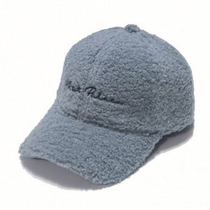 Casquette de baseball d'extérieur pour femme, 6 panneaux, en laine de mouton personnalisée, douce et moelleuse, avec logo brodé en relief, chaude pour l'hiver - Product Image 3