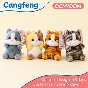 Venta al por mayor de fábrica OEM ODM Llavero de peluche de gato realista, mini gatito de peluche suave para colgante de bolso, juguete de regalo antiestrés - Product Image 1