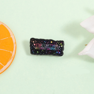 Broches émaillées « Les étoiles ne brillent pas sans l'obscurité », broche citation étoile arc-en-ciel motivante, badge de revers, bijoux en gros - Product Image 2