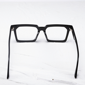 Rectangular Full Rim <b>Eyeglasses</b> <b>Frames</b> Solid Black Resin Lens Anti-Uv Unisex Adult Vision Correction - Product Image 5