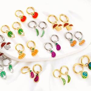 ต่างหูรูปผลไม้ สแตนเลส เชอร์รี่ แตงโม สไตล์เกาหลี เรียบง่าย น่ารัก ของขวัญสำหรับผู้หญิง - Product Image 1