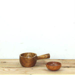 Tazón para Condimentos de Madera de Acacia con Asa, Plato Redondo para Salsas de Estilo Japonés Hecho a Mano, Vajilla Creativa - Product Image 1