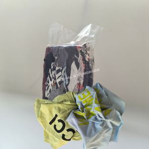 Trapos de limpieza industriales de algodón 100% de 10 kg de color para uso industrial, trapos de camiseta reciclados de colores mezclados - Product Image 1