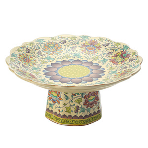 Plato Alto para Frutas de Porcelana China Ru, Forma de Flor, Decoración de Loto Policromada, Bandeja para Postres, Ideal para Fiestas - Product Image 5