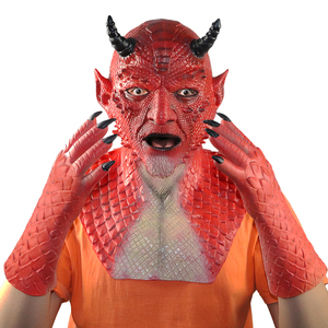 Máscara de <span class=keywords><strong>Diablo</strong></span> para <span class=keywords><strong>Halloween</strong></span> y Navidad, Segura, No Tóxica, de Látex, para Toda la Cara, con Guantes, Creativa, Duradera, para Bromas - Product Image 1