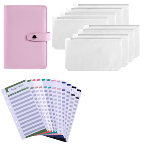 Custom Logo PU Leather Hardcover Cash Money Saving <strong>Book</strong> Loose Leaf Refillable A6 Budget Planner Organizer Wallet Ring Binder - Product Image 1