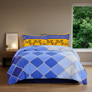 Drap de lit en satin de coton brodé bleu orange pour adulte, taille Queen - Product Image 2