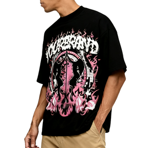 เสื้อยืดฮิปฮอปทรงบ็อกซี่สำหรับผู้ชาย สไตล์ Y2K คอกลม ผ้าฝ้ายเนื้อหนัก 300 กรัม เสื้อผ้าสตรีทแวร์ฤดูร้อนทรงโอเวอร์ไซส์ พิมพ์ลายสกรีน 300 กรัม - Product Image 1