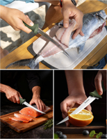 Couteau à fileter le poisson OEM antidérapant avec manche en TPR, étanche, écologique, lame en acier inoxydable à haute teneur en carbone, 5 pouces, 7 pouces, 9 pouces, pour pêcheurs
