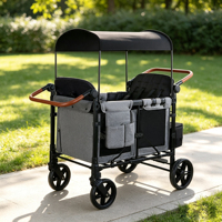 Vélo de montagne pliable avec poussette-remorque pour bébé, convertible assis/allongé, pour jumeaux, deuxième enfant, ou camping-car pour quatre personnes
