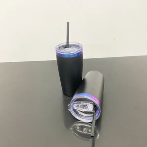 Gobelet de 20 oz plaqué bleu violet, gravé au laser sur mesure, avec couvercle coulissant - Product Image 5