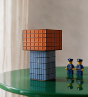 Vase en céramique Art Déco nordique avec motif mosaïque, orange et bleu, pour la décoration intérieure, vase à fleurs