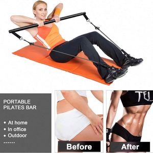 Kit de Barra de Pilates con Bandas de Resistencia, para Ejercicios en Casa, de Acero Inoxidable, para Sentadillas, Yoga y Pilates - Product Image 3