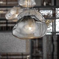 Plafonnier suspendu au design art danois, design créatif moderne, avec nuage en verre soufflé, luminaire décoratif d'intérieur, idéal pour des escaliers, nouveau modèle de