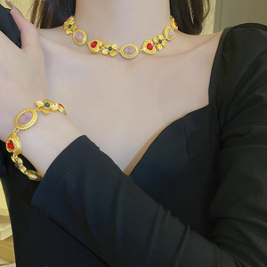 Collana cuore fiore Vintage placcato in oro Manna nuovo stile <span class=keywords><strong>palazzo</strong></span> con catena di clavicola <span class=keywords><strong>diamante</strong></span> per feste e fidanzamenti - Product Image 2
