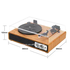 Enregistreur Portable rétro nostalgique, lecteur de musique vintage, enregistreur de musique 33, 45 et 78 tr/min avec couvercle anti-poussière, lecteur de disque à dents bleues