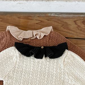 Set Maglione in Lana per Bambine 2026 con Colletto Arricciato, Outfit Morbido e Caldo per Climi Freschi, Uso Quotidiano Casual - Product Image 3