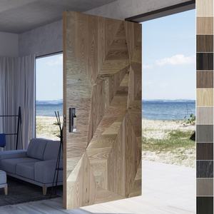 Porte pivotante en bois massif de style américain moderne antivol pour entrée principale, portes d'entrée de villa, appartement, extérieur - Product Image 1