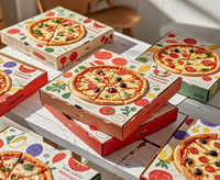 Scatole di Pizza ondulate Kraft marrone resistente per la laminazione lucida da asporto tipo di cartella di spedizione per uso alimentare