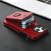 Étui portefeuille pour iPhone 16 Pro Max/17/15 Pro/12/14 avec support de carte, anneau de fixation et compartiment pour cartes de crédit, design bandoulière