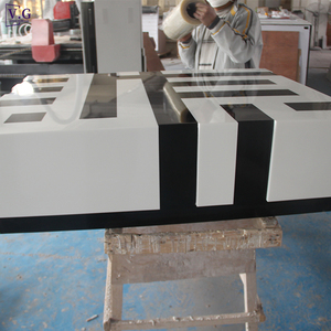 Set Personalizzato di Tavolino da Caffè e Mobile TV in Corian Bianco e Nero, Tavolino Quadrato - Product Image 4