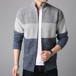 Cardigan en tricot côtelé pour <span class=keywords><strong>homme</strong></span> de haute qualité, <span class=keywords><strong>col</strong></span> rabattu, <span class=keywords><strong>col</strong></span> <span class=keywords><strong>roulé</strong></span>, fermeture éclair sur le devant, veste en tricot avec poches latérales - Product Image 3