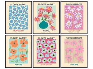 Conjunto de imágenes estéticas modernas minimalistas abstractas de mediados de siglo, póster de museo, flores, señal de mercado, <span class=keywords><strong>arte</strong></span> de pared contemporáneo - Product Image 5