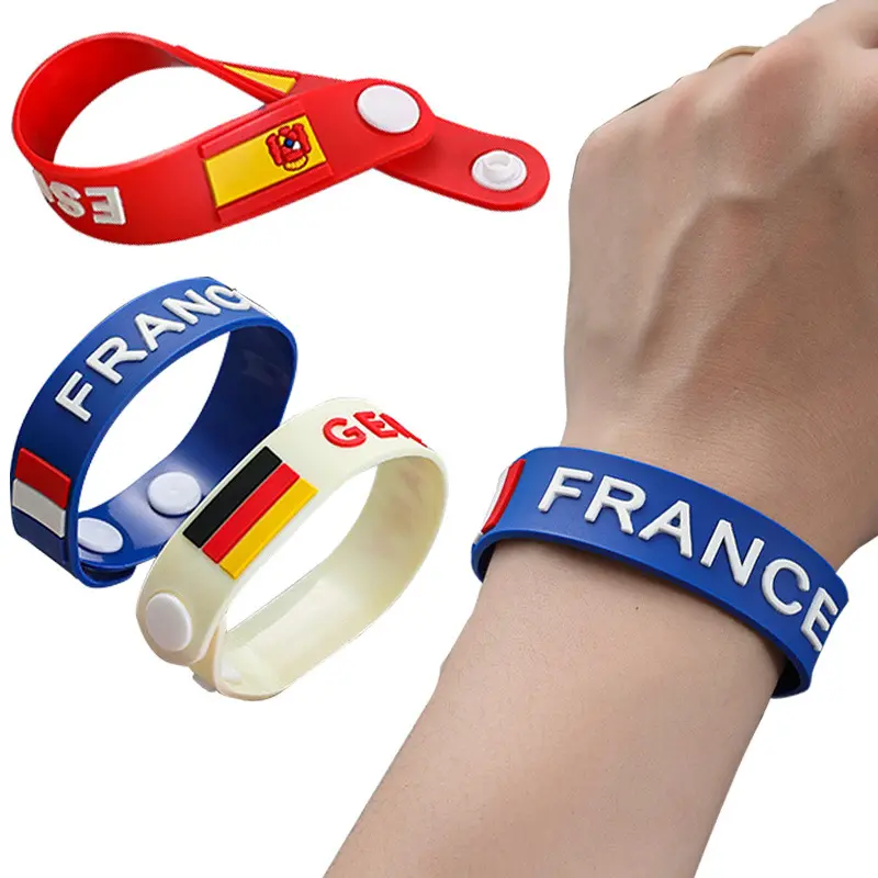 Brazalete de goma del equipo nacional C, decoración del mundo de Catar, pequeño regalo, recuerdo de Francia, fútbol, 2022